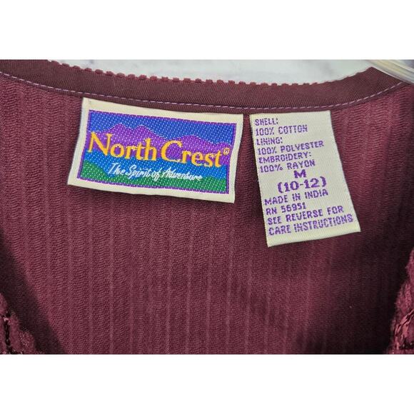 Vintage Northcrest corduroy cotton burgundy embroidered 90s Vest medium. - Picture 5 of 6